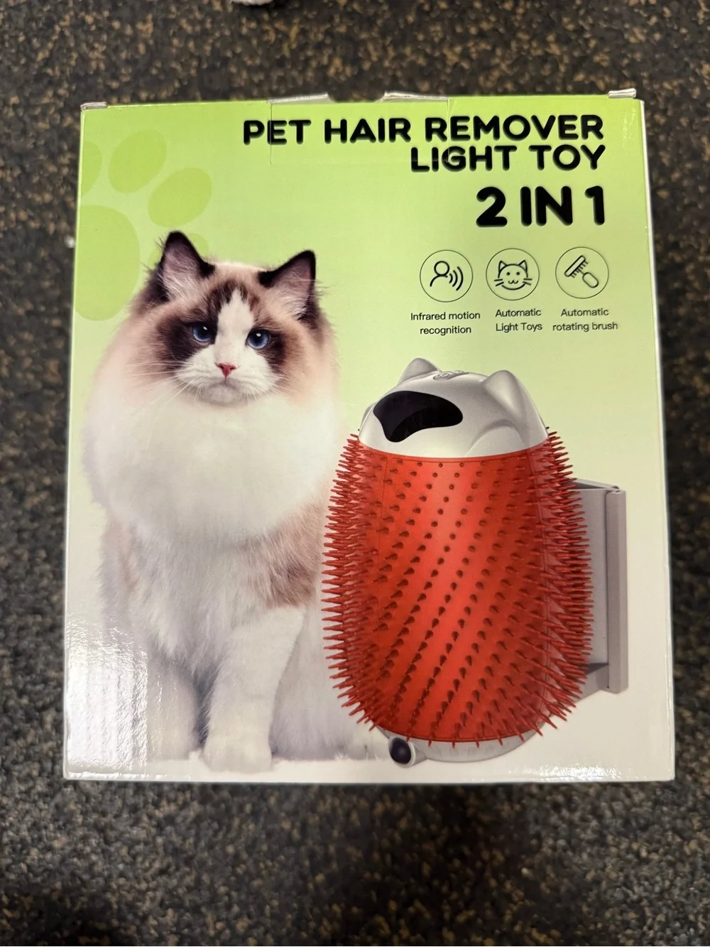 Interactive Rotating Cat Laser Toy with Brush, Orange with sensors